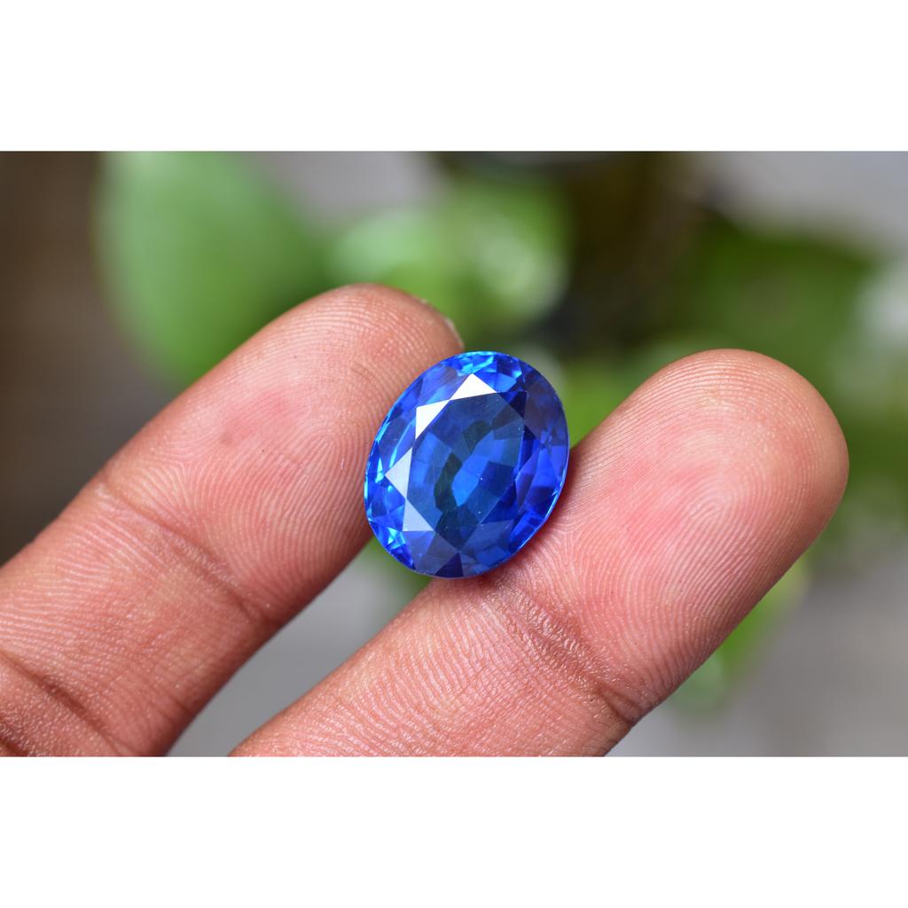 Natural Blue Sapphire Loose Gemstone 15 Ct Oval Cut for Wedding Gift September Birthday Birthstone