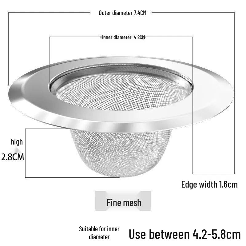 Stainless Steel Kitchen Sink Drain and Vegetable Basin Anti-Clogging Filter Net