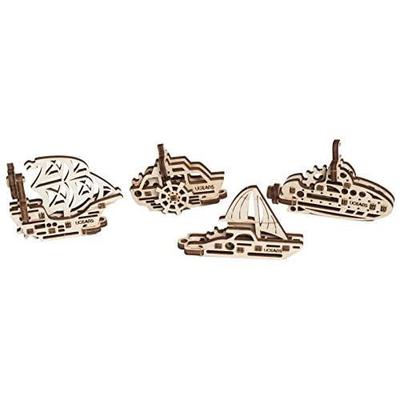 UGEARS U-Fidgets Ships Puzzle Pieces Set with 4 Models Anti-Stress 3D Puzzle