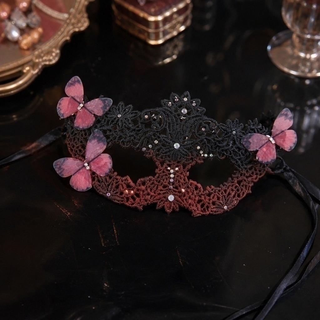 Halloween Lace Half Face, Masquerade Ball with 2-Tone Gradient Petal Design, Party Accessory
