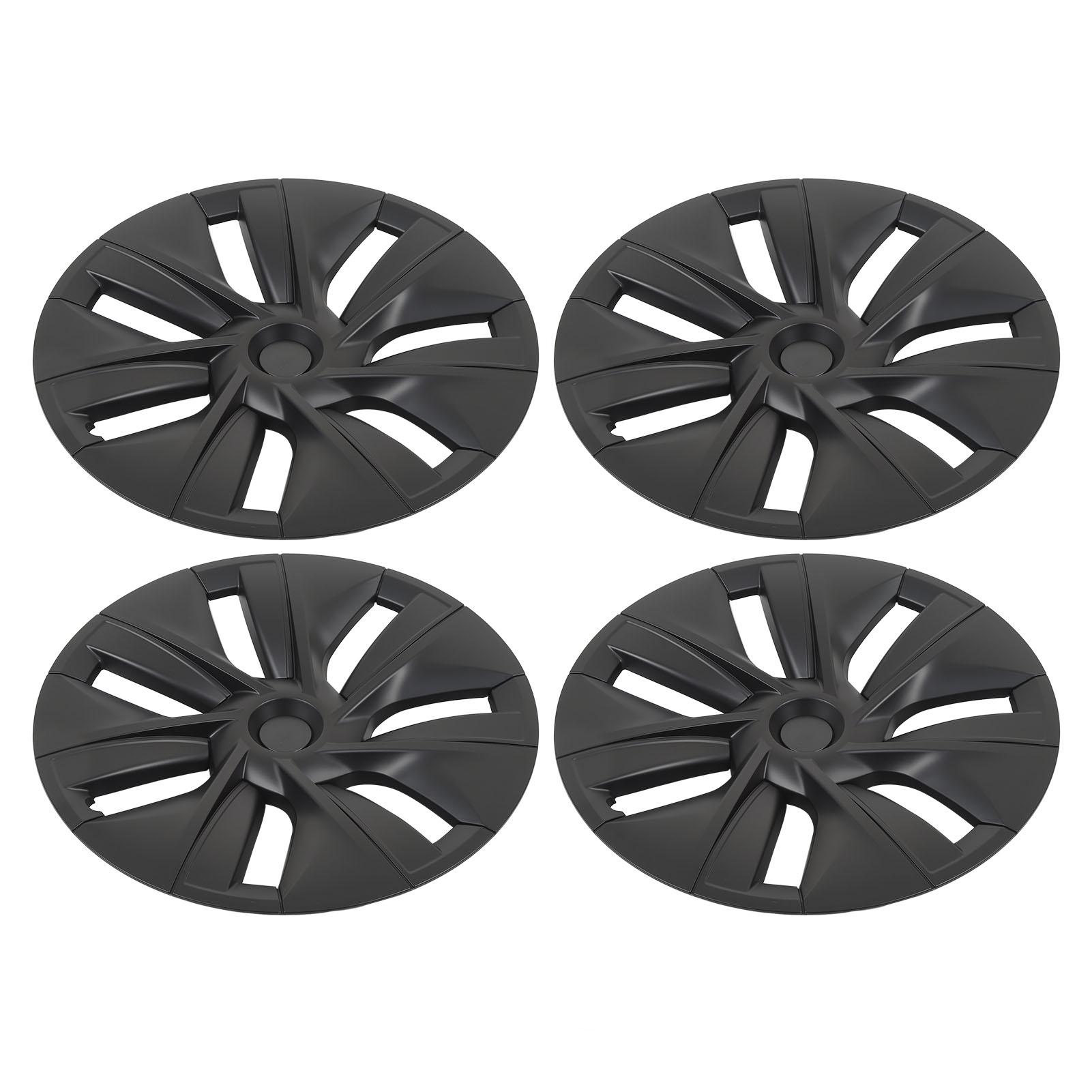 

4pcs 19in Wheel Hub Cap Matte Black Anti Scratch Stylish Cool Replacement for Tesla Model Y 2020 to 2023