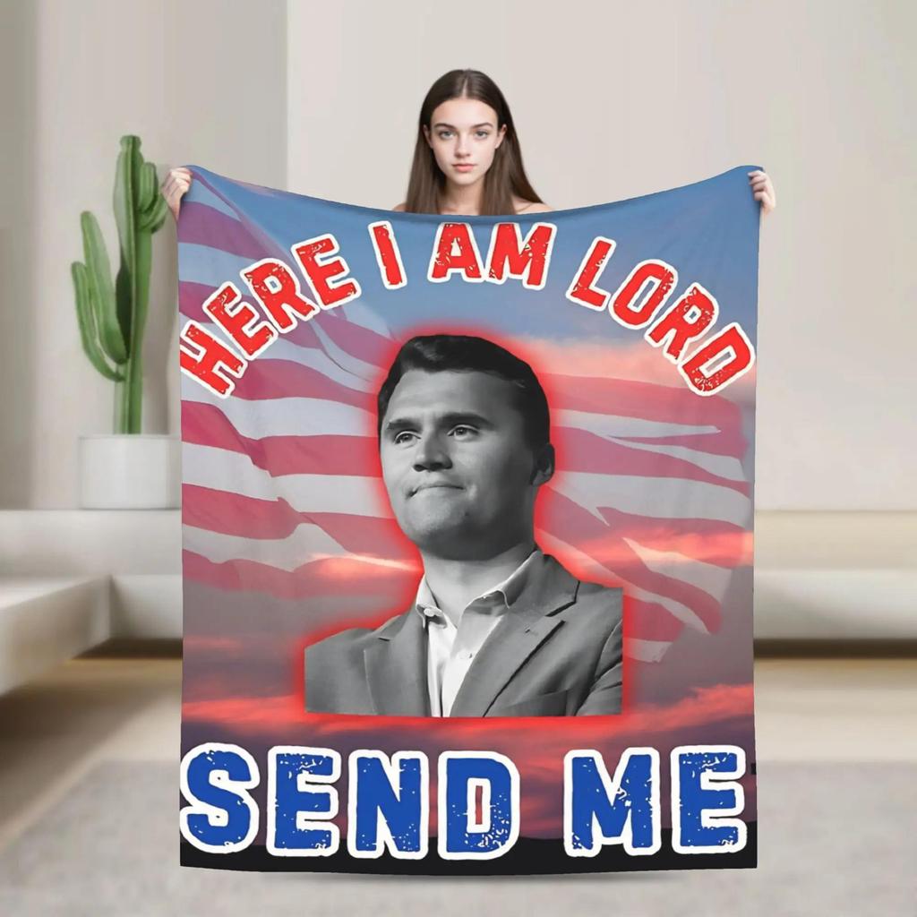 Pray For Charlie Kirk Soft Plush Throw Blanket for Students  Warm Flannel Bedspread for Sofa Bed or Outdoor Use