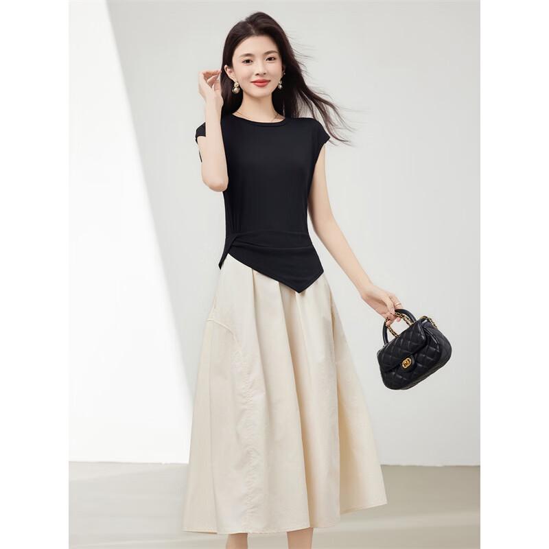 Elegant Spliced Knit Two-Piece Dress