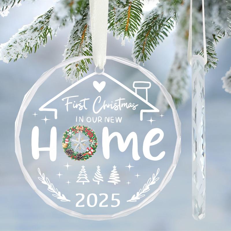 1pc/2pcs New Home Christmas Ornament 2025,House Warming Gifts New Home - Housewarming Gifts for First House, Glass Housewarming Gift Ideas for Couple