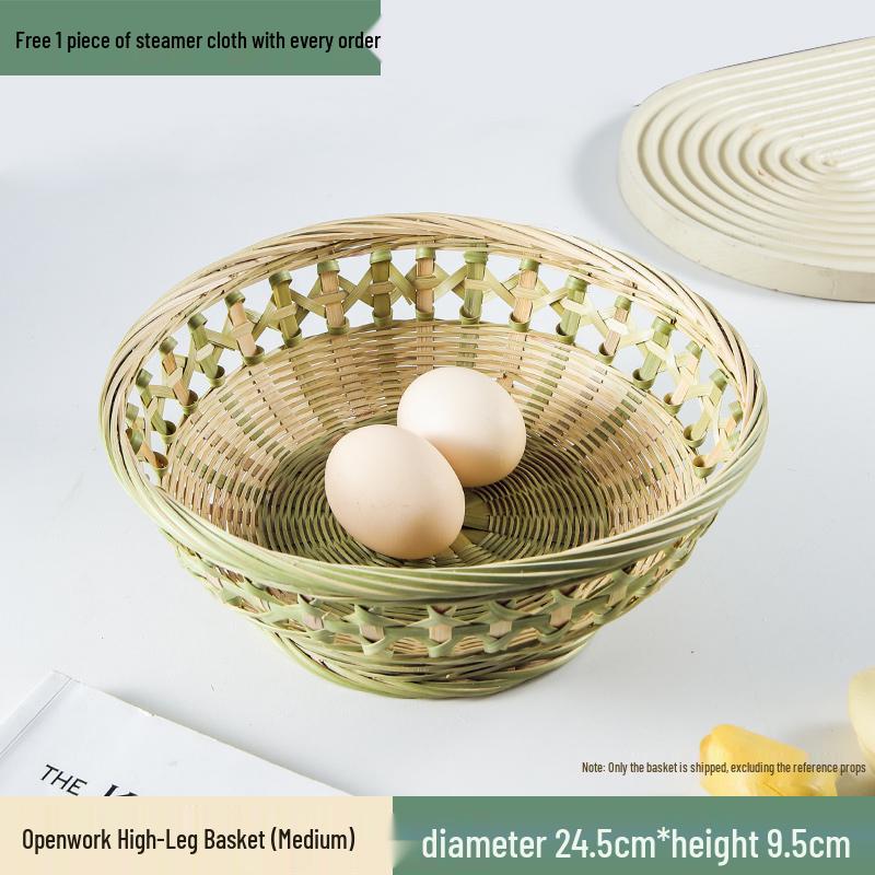 Bamboo Woven Basket: Multi-Use Storage, Fruit Plate, Steamed Bun, Winnowing, Dried Fruit, Candy, Kitchen Drainer, Vegetable Wash Basket