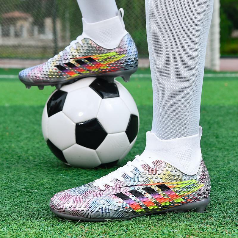 Merk Zilver Heren Voetbalschoenen Grote Maten 34-46 Ademend Slip-on Man Voetbal Schoenen Buiten Training FG Voetbal Sneakers voor Mannen