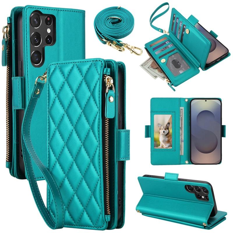Phone Case for Samsung Galaxy S26 FE S25 Edge S24 Ultra S23 Plus S22 Crossbody Zipper Wallet with 9 Card Slots Cover Lanyard Bag