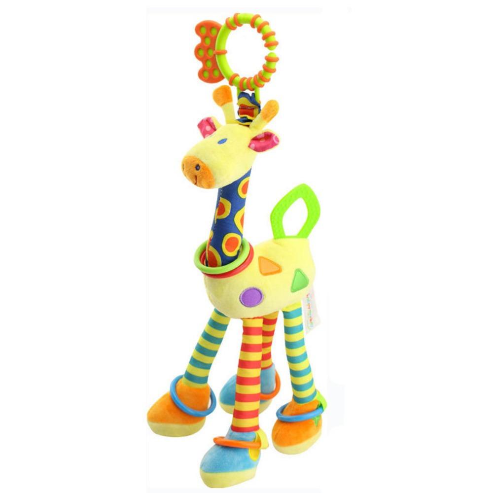 Early Education Giraffe Animal Handbells Plushies Doll Plush Rattle Teether Toys  Children Gift