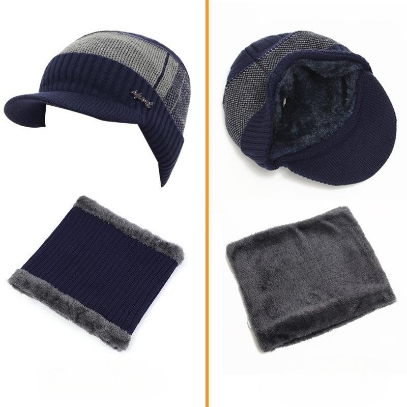 2/1PC Winter Hats Knit Cap Men And Women Velvet Hat Coral Fleece Scarf Outdoor Riding Hat Warm Plus Velvet Neck Protect Cap