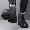 Modne jesienno-zimowe buty na platformie dla mężczyzn Modne Codzienne Ciepłe Robocze Botki Męskie Jednokolorowe Skóra bydlęca Buty męskie