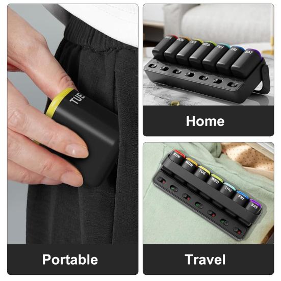 Weekly Pill Organizer Leakproof Large Capacity Multipurpose Compact Portable 7-Day Travel Pill Case Daily Medicine Organizer