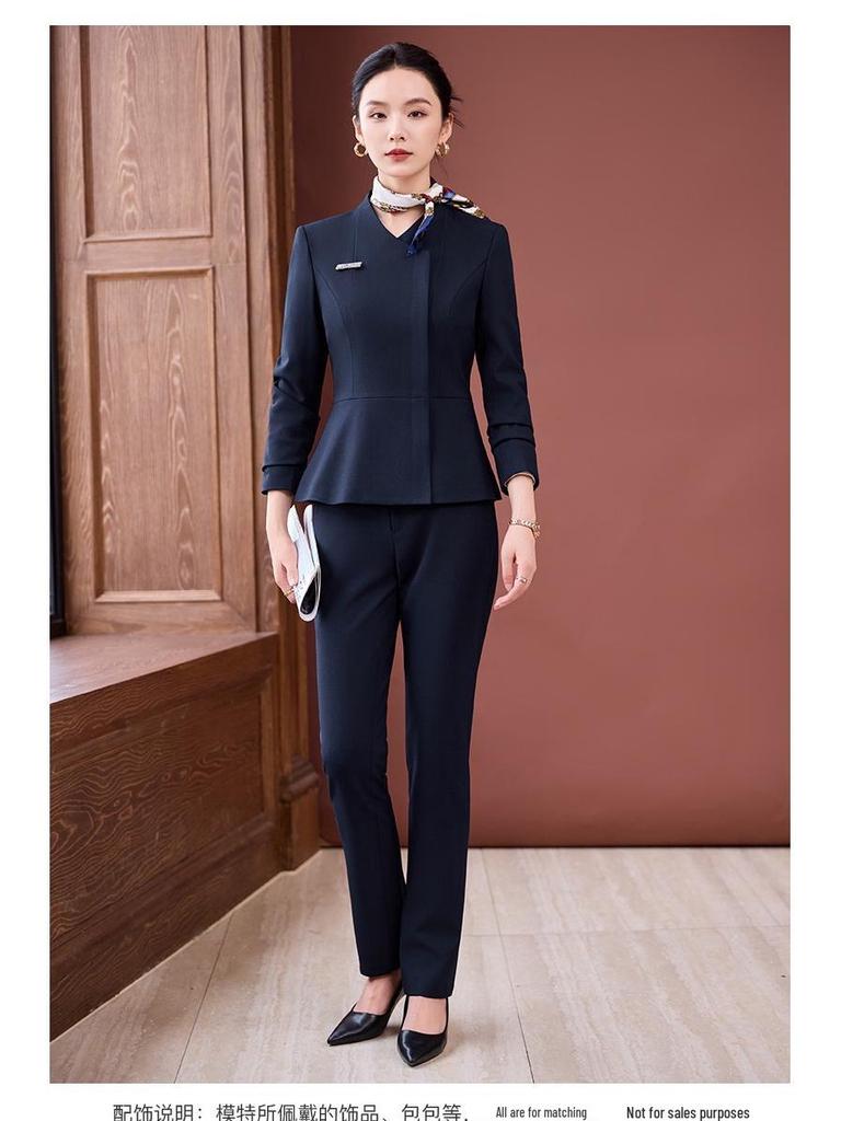Luxury Women's Autumn/Winter Suit Set for Jewelry Store, Hotel Receptionist, and Salon Workwear