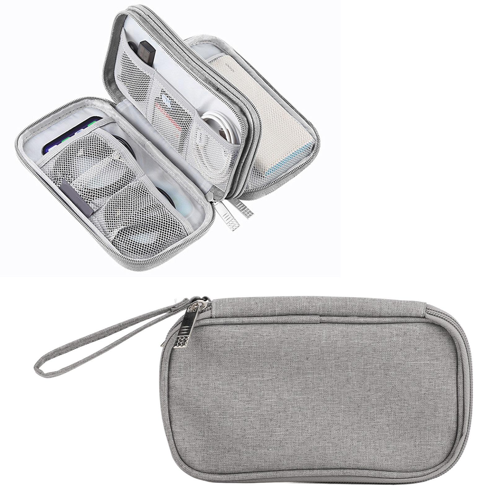 Electronic   Portable Compact Travel Double Layer Electronic Storage Bag for Cable Cord   Phone Earphone