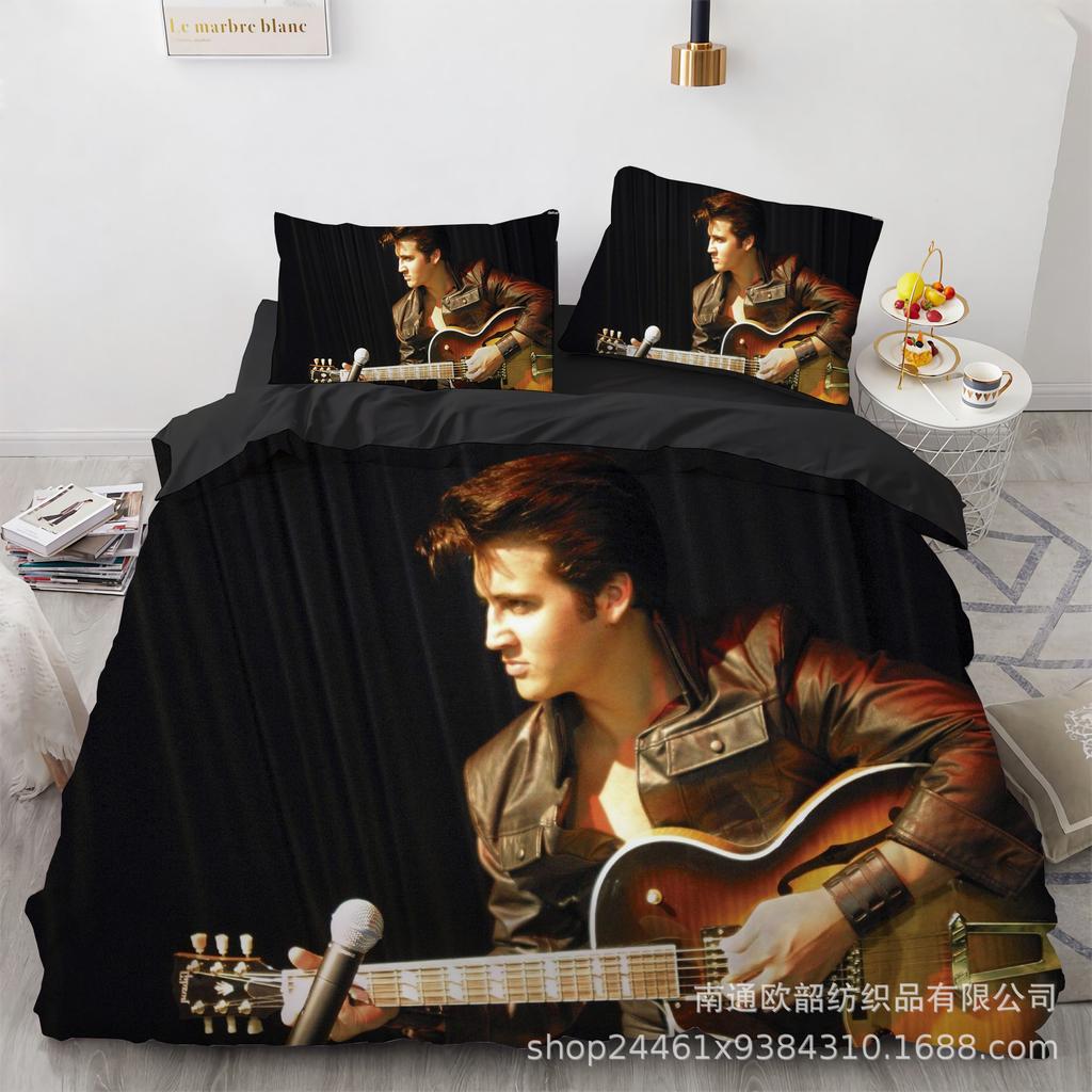 Größe 3D Digitaldruck Elvis Presley Heimtextil Quilt-Set Dreiteilig