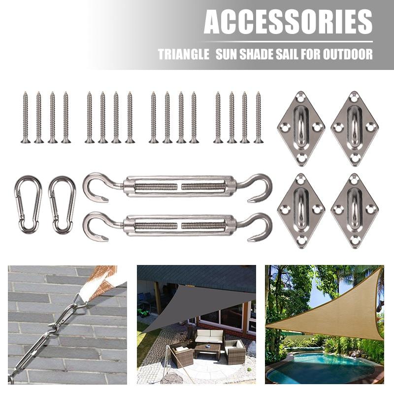 40pcs Sun Shade Sail Canopy Hardware Kit 304 Stainless Steel Turnbuckle Pad Eye Carabiner Clip Hook Screws Silver