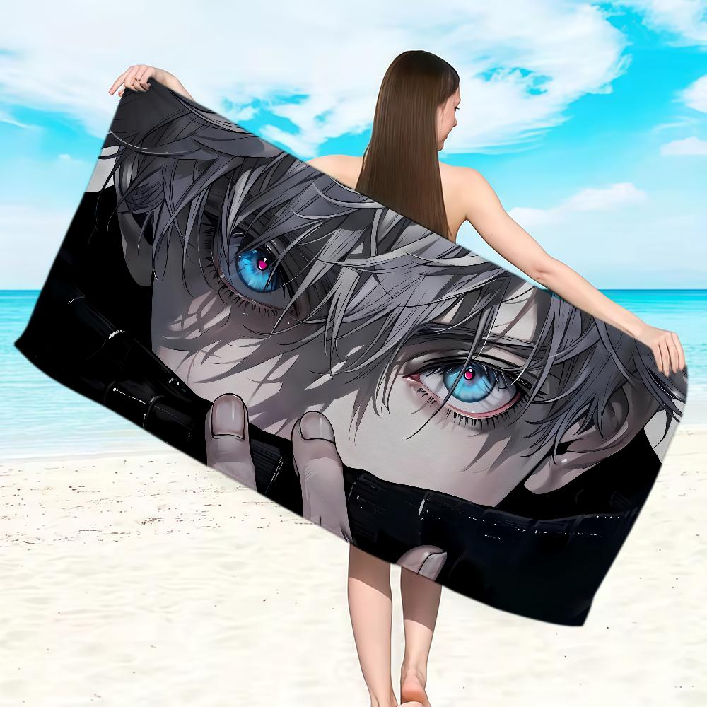 Anime J-Jujutsu K-Kaisen Towel Soft Lightweight Anti-Sand Large Beach Towel Quick-Drying Bath Sports Family