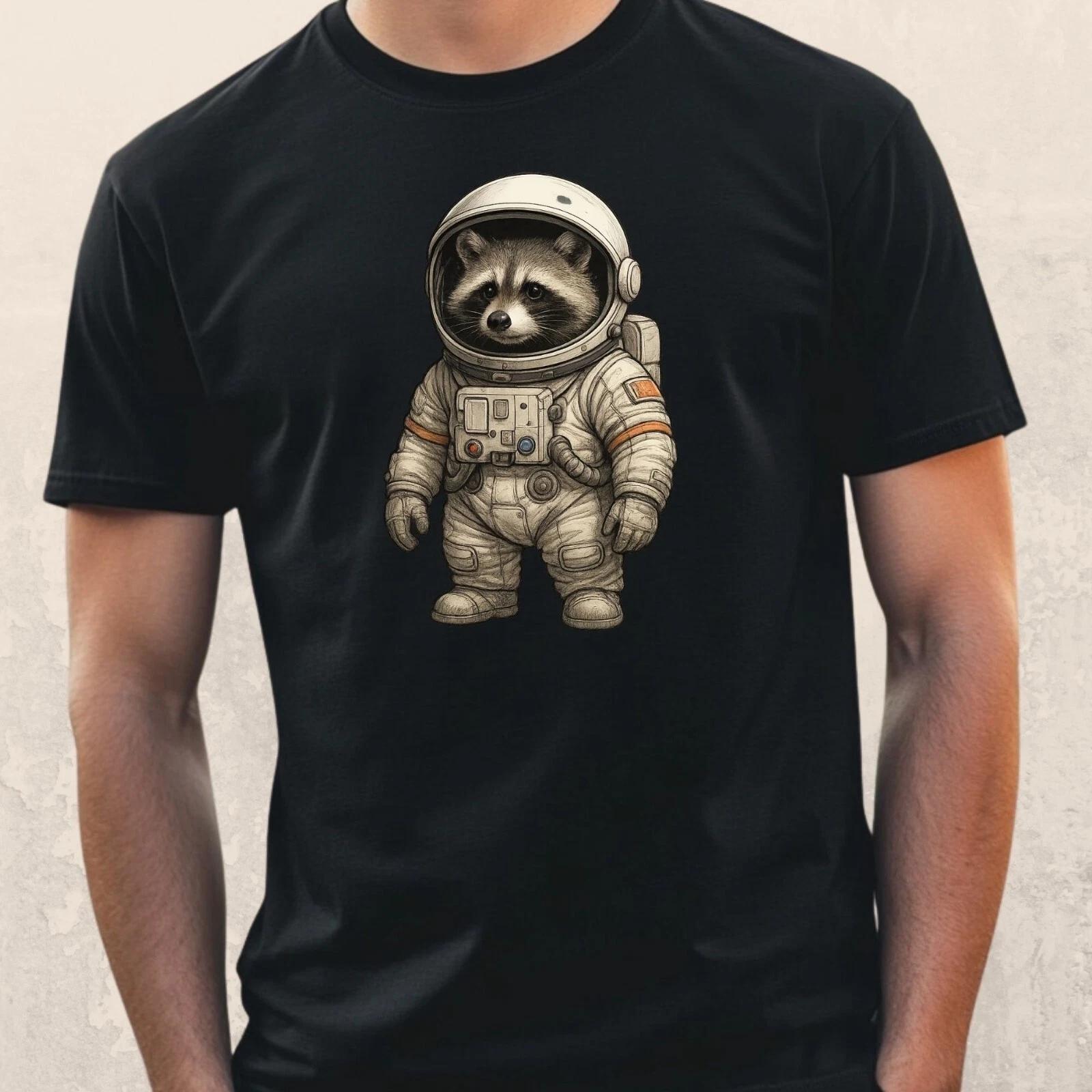 T-Shirt Herren Waschbär Astronaut Motiv Baumwolle Größe S bis 5XL S