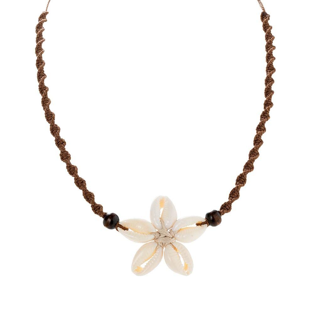 chic Geometric Woven Necklace Shell Bohemian Style Clavicle Chain Rope Woven Short Choker Necklace