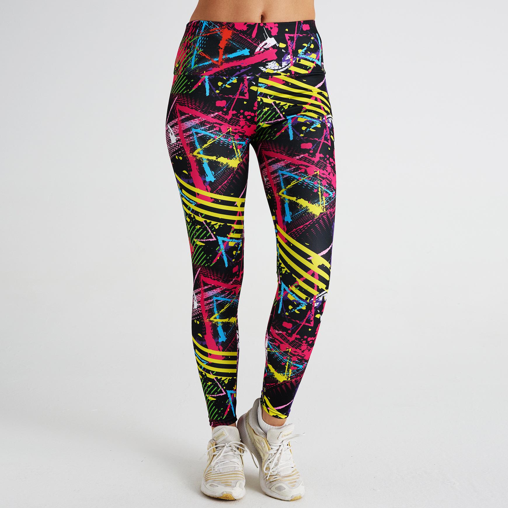 

Новые абстрактные принтованные штаны для йоги для женщин, высокая талия и приподнятые бедра, спортивные и фитнес-леггинсы для женщин S