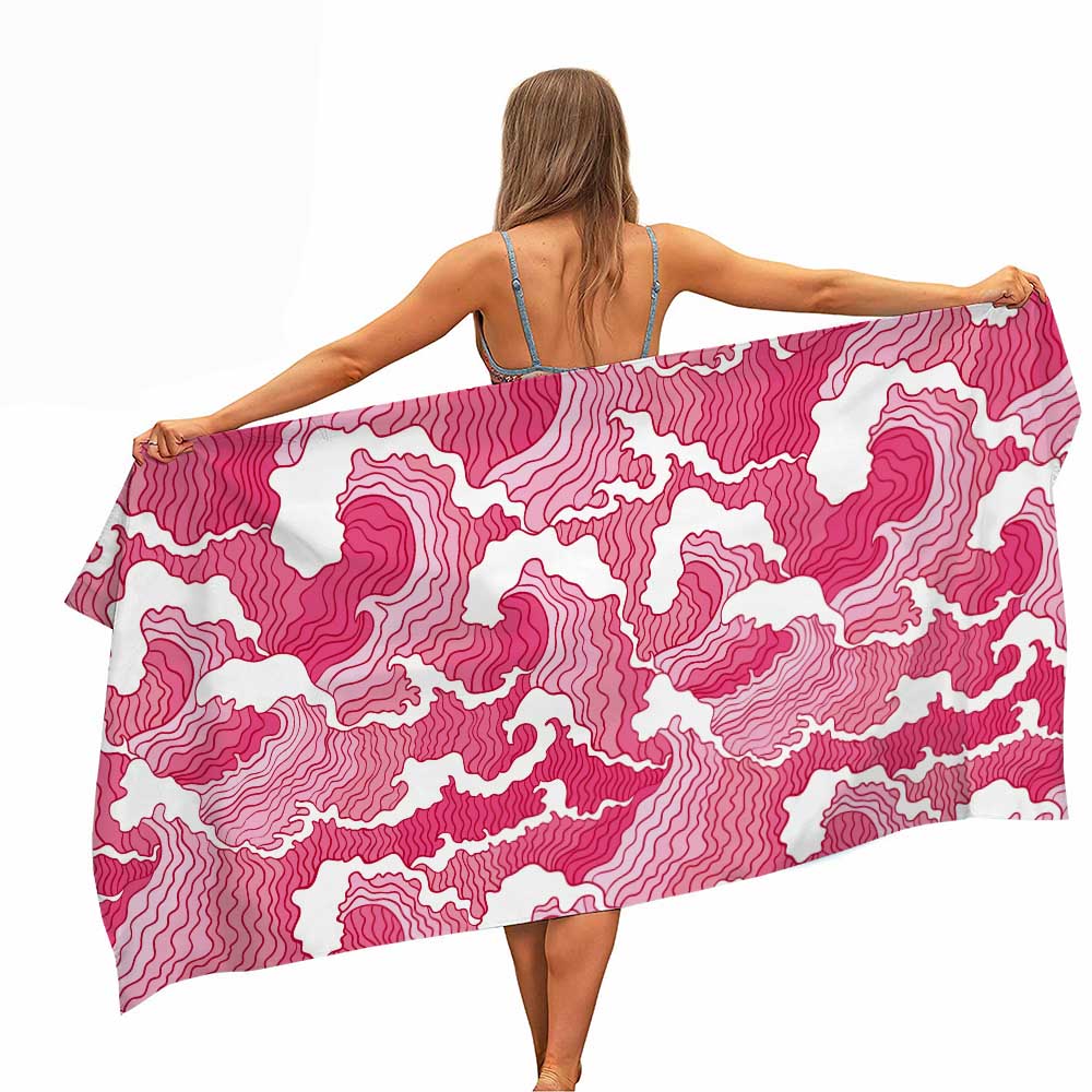 Colourful Japanese Style Waves Microfiber Beach Towel Portable Quick Fast Dry Sand Outdoor Travel Swim Yoga Mat Absorbent Towel