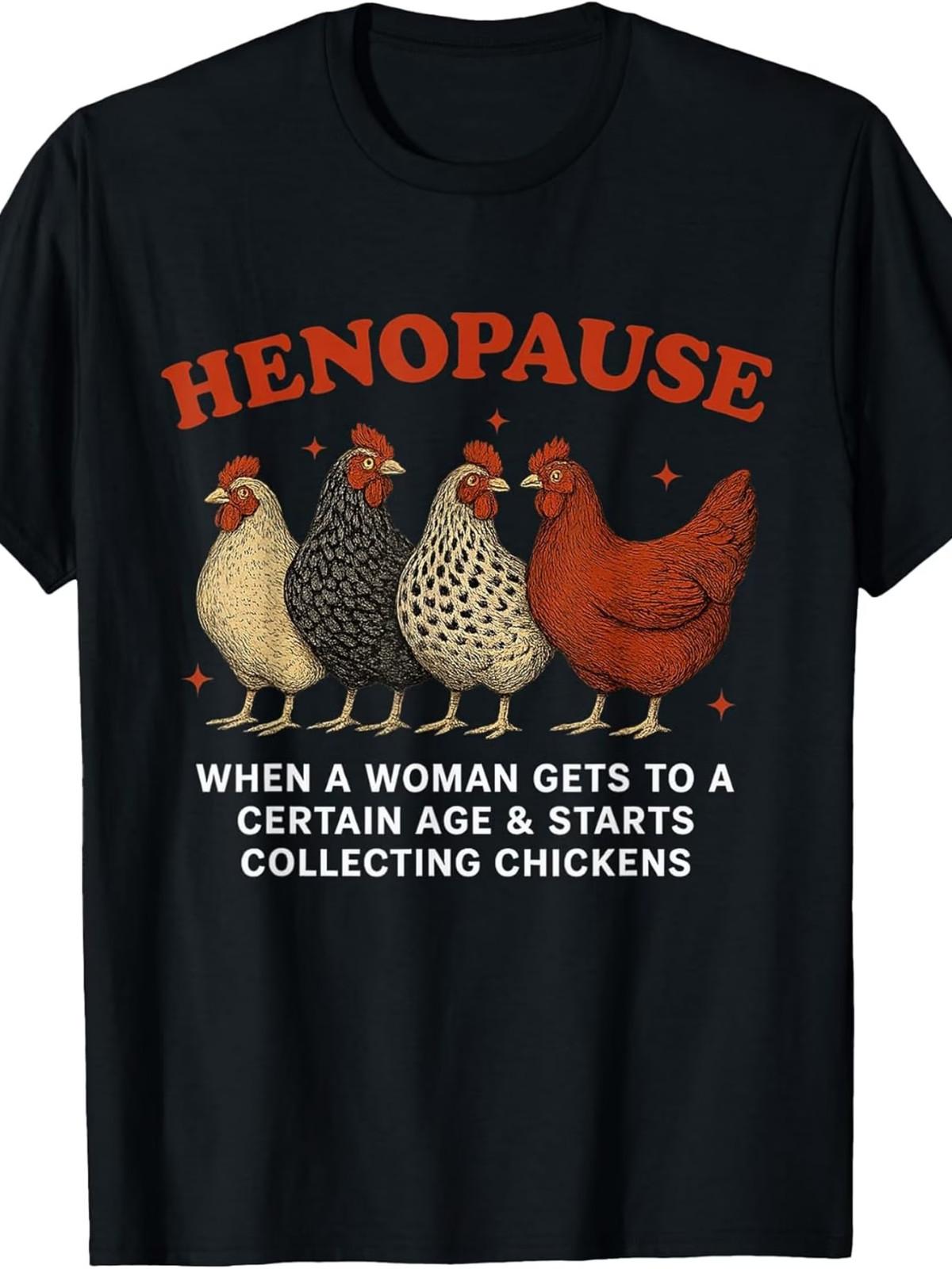 Henopause Women Collecting Chicken Funny Farm Chicken Lovers T-Shirt.Jpg Same St M