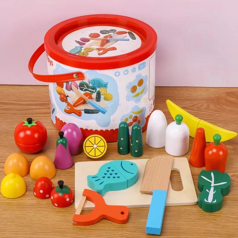 Wooden Children'S Early Education Simulation Playing House Fruits And Vegetables Velcro Cheche Le Creative Kitchen Toys