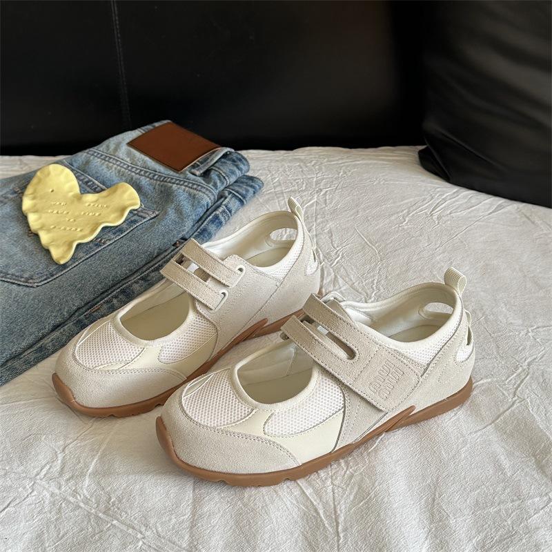 2025 Summer New Korean Version of Color Matching German Training Shoes Women's Soft Sole Breathable Sports Light Casual Mary Jane Single Shoes