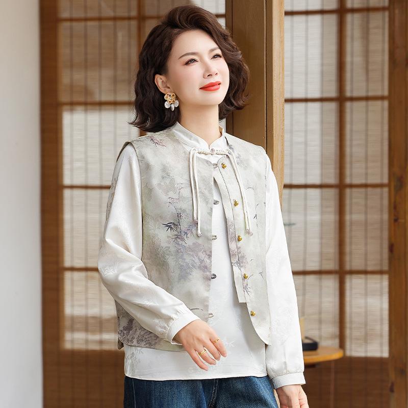 

Retro-Style Two-Piece Set: Stylish Casual Wear for Women Aged 40-60 2XL (110-125 jin)