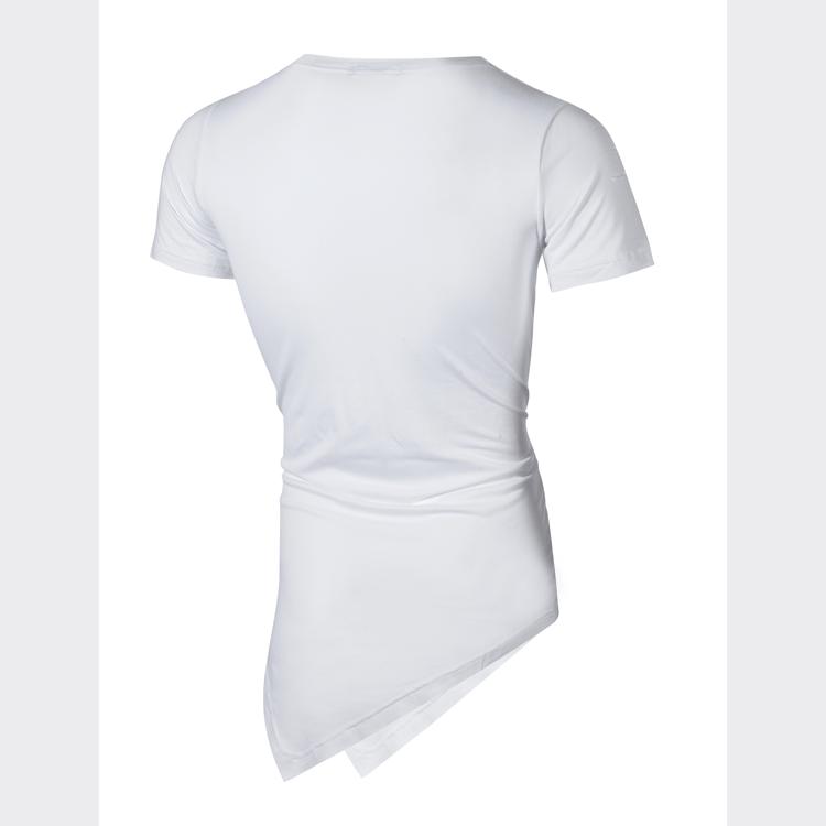T-shirt Uni Homme Unisexe Coupe Ample avec Ourlet Irrégulier et Détails Déchirés.