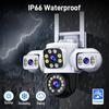 LS VISION Telecamera di Sorveglianza WiFi 6K Protezione di Sicurezza Triplo Schermo CCTV Tracciamento Automatico Impermeabile Yoosee PTZ IP Camera Esterno 12MP HD