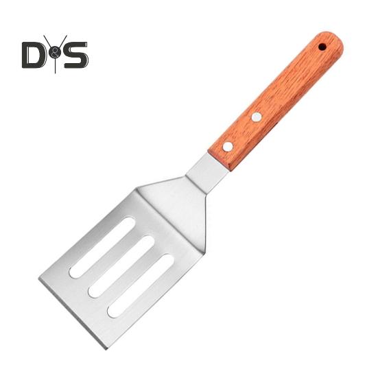 

Набор из нержавеющей стали для жарки с деревянной ручкой, жаропрочные твердые лопатки с антипригарным покрытием, прорезные лопатки для жарки, выпечки, переворачивания и переворачивания B