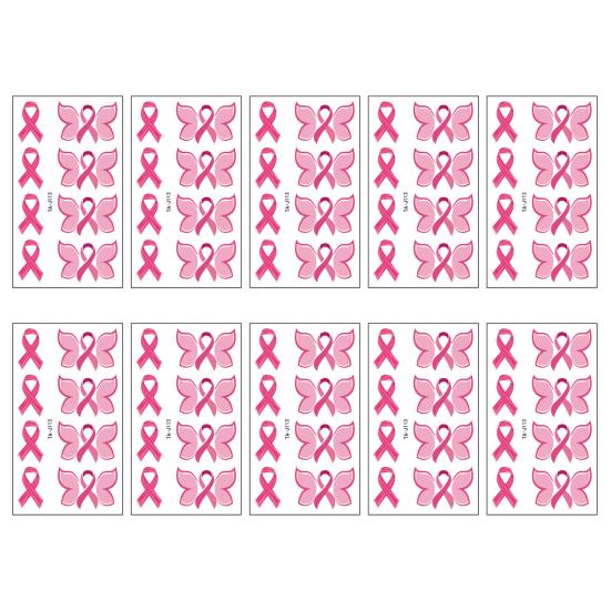 

10 шт./упак. розовая лента DIY татуировки наклейки для женщин осведомленность о раке молочной железы временные татуировки для боди-арта водонепроницаемые одноразовые наклейки с защитой от пота C