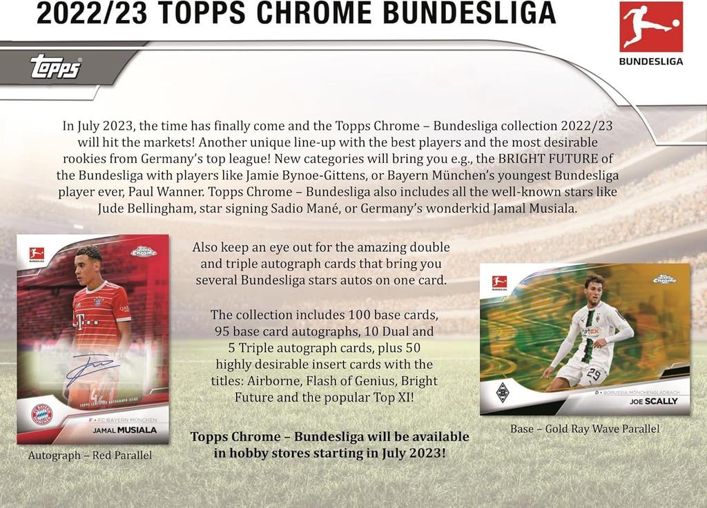 Topps Chrome Bundesliga Soccer Hobby Pack 4 Cards 2022/23 [Used]
