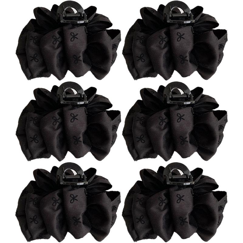New Temperament Bow Hair Clip Women's Black Satin Shark Clip Fashion Hair Accessories