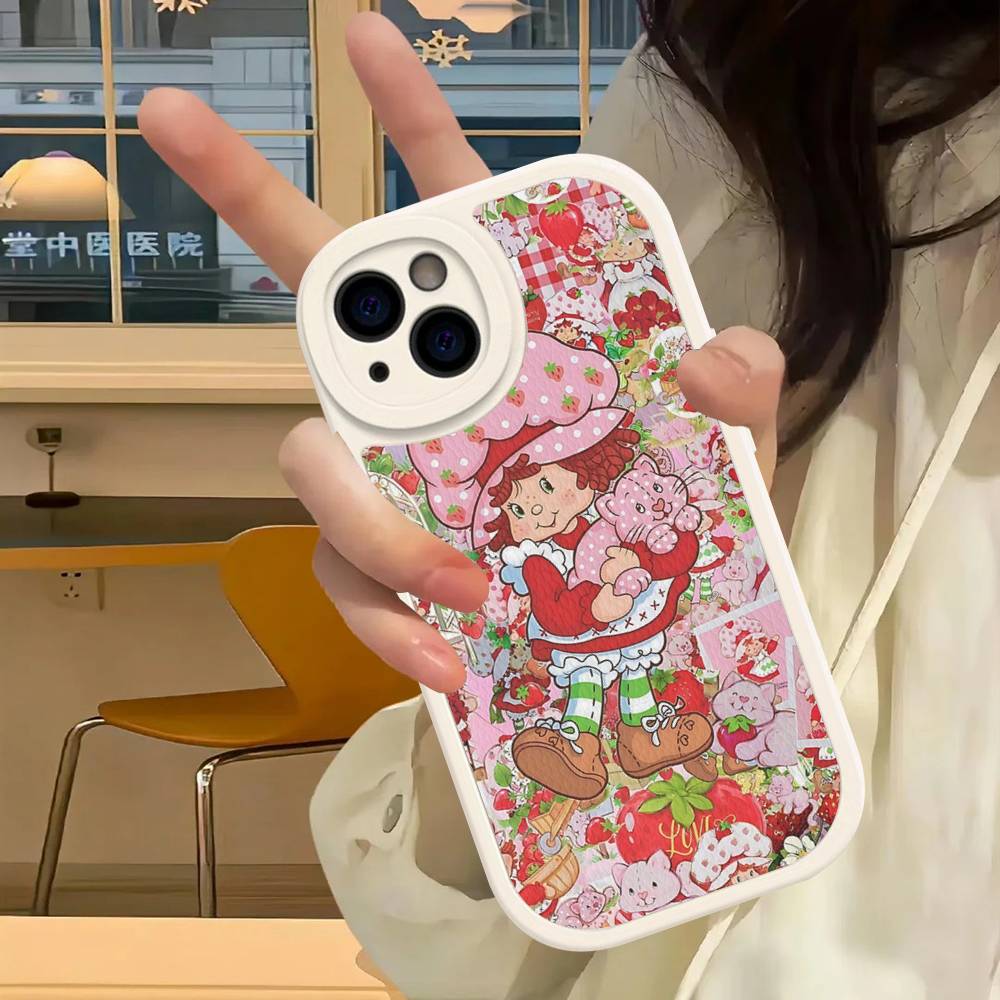 Mädchen Rosa Erdbeer S-Shortcake Handyhülle Für IPhone 11 12 13 14 15 16 Pro Max Plus Lederhülle