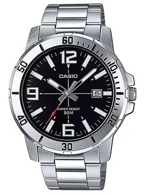 Enticer Stainless Steel Black Dial Casual Analog Sporty Watch MTP-VD01D-1BV Men's