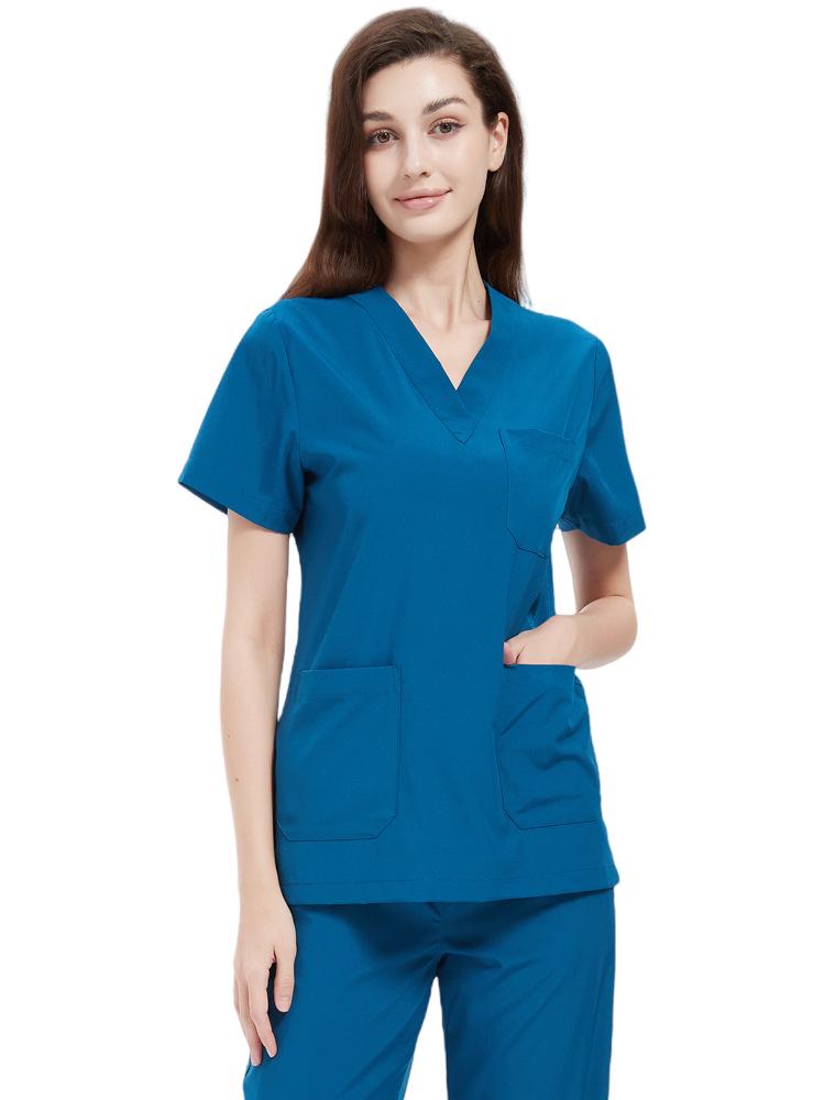 Elastic V-neck Doctor & Nurse Work Uniform - Washable Surgical Gown Suit Set.