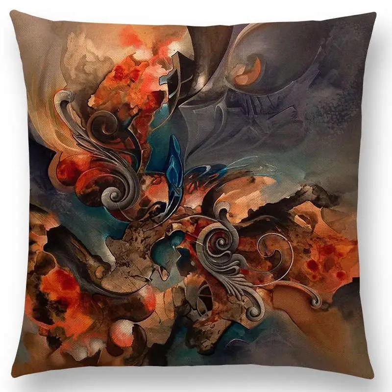 Nuova Pittura Scultura Stile Astratto Motivo Misterioso Fantastica Federa Cuscino Copricuscino Divano