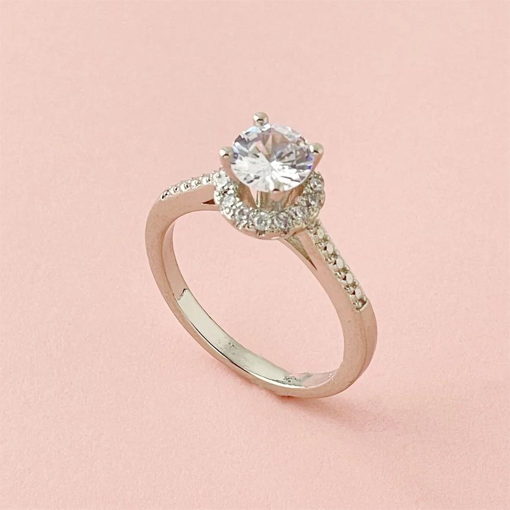New 925 Sterling Silver Ring Simulation Diamond CZ Ring, Suitable For Female Charm Jewelry Engagement Gifts