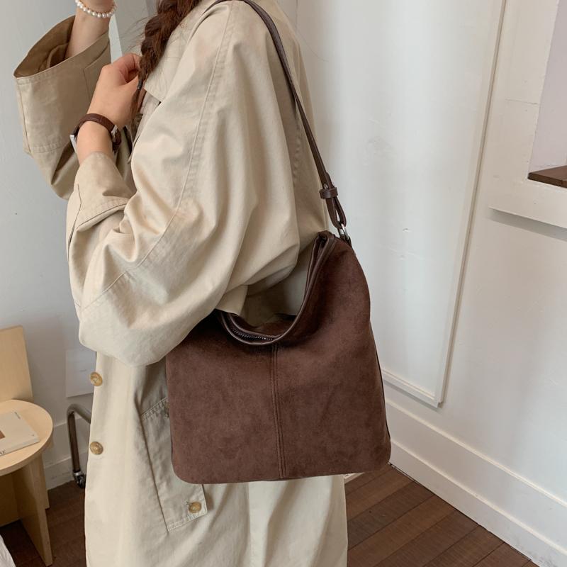 PU Suede Hobo Bag Women's Fashion Shoulder Tote with Soft Texture Casual Everyday Handbag