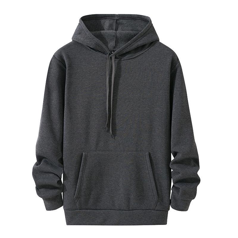 

2025 Men s Fleece Long Sleeve Hooded Sweatshirt - Spring/Autumn Casual Trend with Lapel XXL темно-сірий