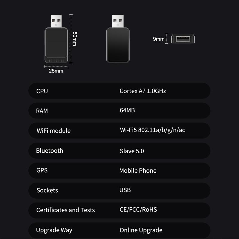 Mini 2 In1  Wireless Carplay Adapter Android Auto Wireless Smart Dongle Bluethooth 5.0 WiFi USB Connection Plug and Play Carplay