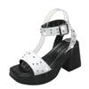Fashion Shoes for Women New Brand Ankle-wrap Women's Sandals Platform Dress Heeled Sandal Rivet High Chunky Heel Buckle Strap High Heels