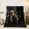 All-Season Reversible Flannel Throw Blanket – Digital Printed Spider on Web Pattern – High-Quality Soft and Comfortable