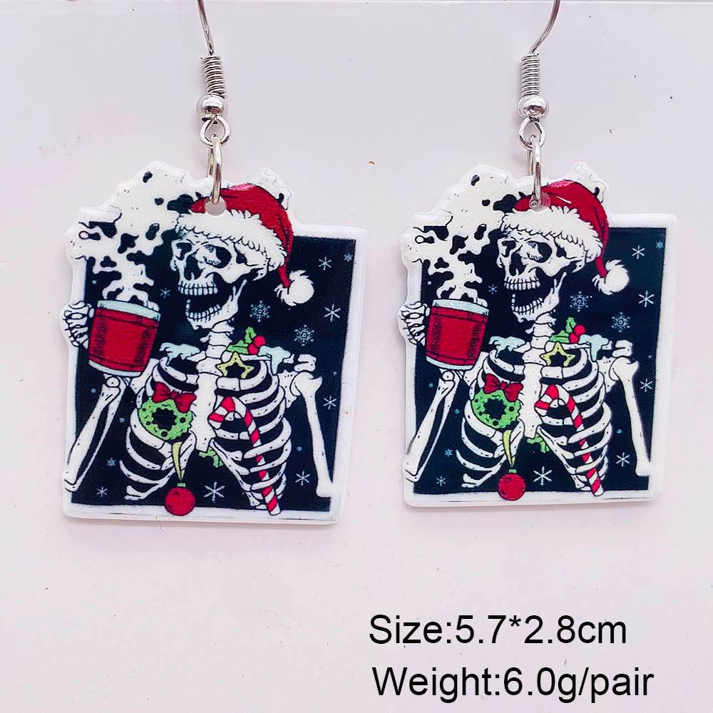 Holiday Horror Santa Hat & Christmas Tree Bell Acrylic Earrings
