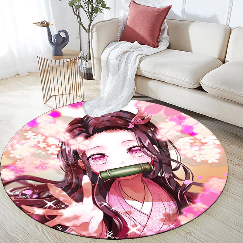 Tappeto Rotondo con Stampa Cartoon, Tappeto per Soggiorno Camera da Letto Divano Sala Giochi Decorazione, Tappetino Antiscivolo