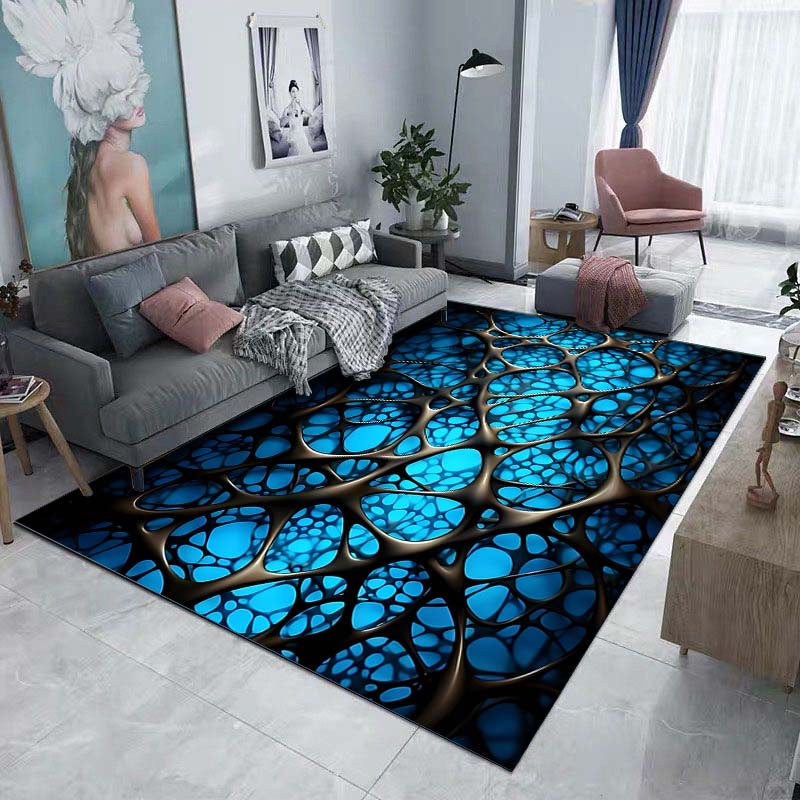 Tappeto Stampato a Griglia 3D per Soggiorno Camera da Letto Comodino Bagno Tappetino per Pavimento Tappeto da Area Robusto Tappetino per Divano Decorazione per la Casa Dimensioni Grandi
