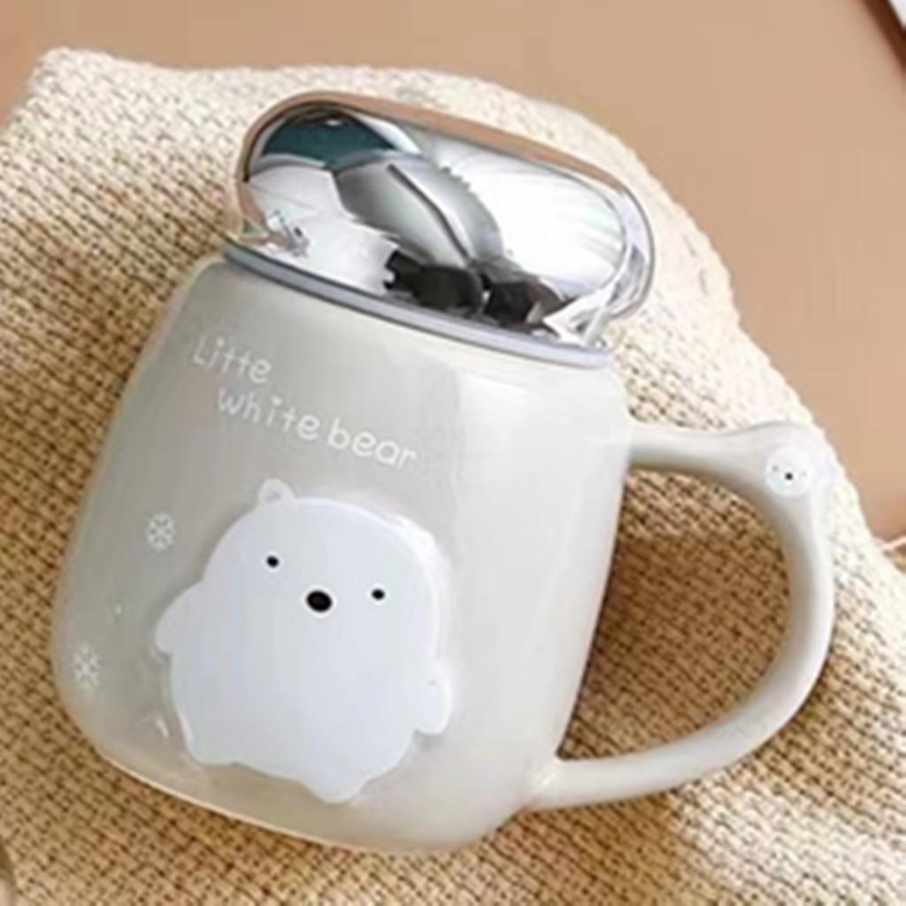 Keramiktasse Spiegelabdeckung Haushalt Hoher Wert Relief Kleine Tier Tasse Büroangestellter Auslaufsicherer Deckel Becher