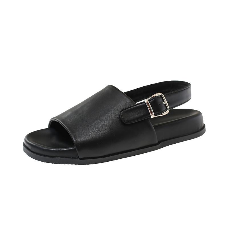 Retro sheepskin Roman thick-bottomed cool slippers women's summer new comfortable, lightweight and versatile summer outer slippers