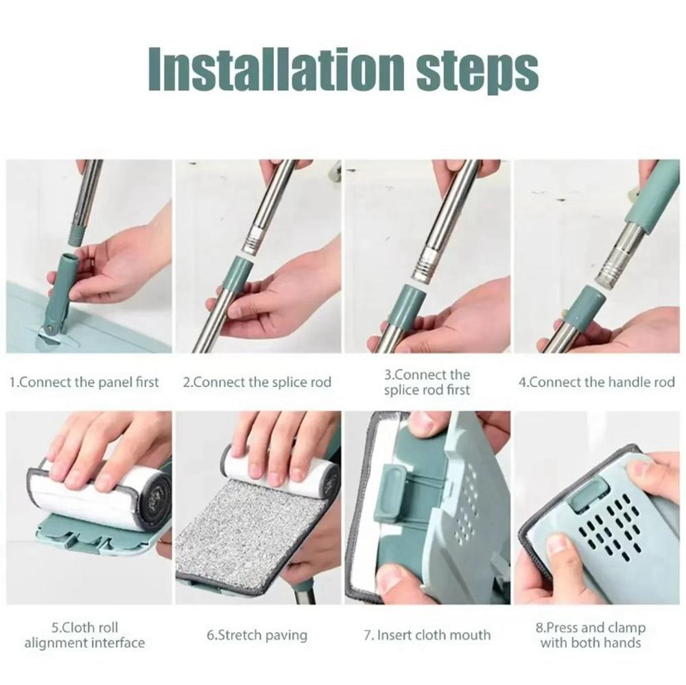 Microfiber Mop Flat Squeeze Mop With Bucket Hand Free Wringing Floor Cleaning Mop Pads Wet Or Dry Usage On Hardwood Laminate